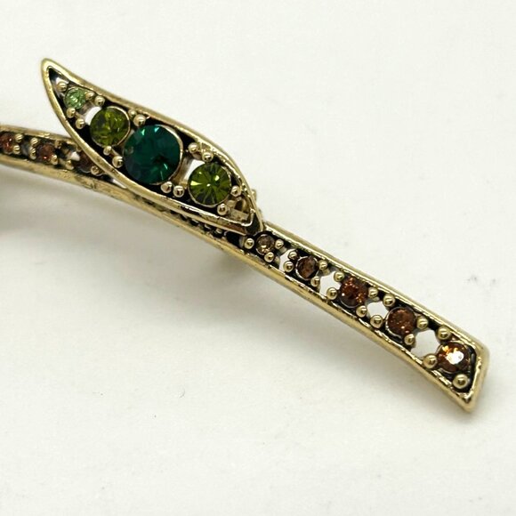 Liz Claiborne Vintage Rosebud Brooch Gold-tone Rhinestones in Original Box - Picture 8 of 16